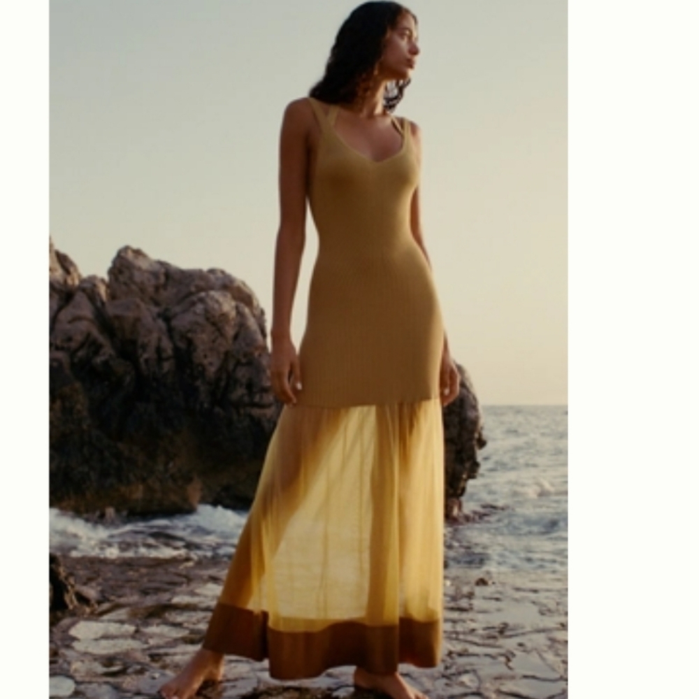 NWT By Anthropologie Sheer Panel Maxi Sweater Dress
